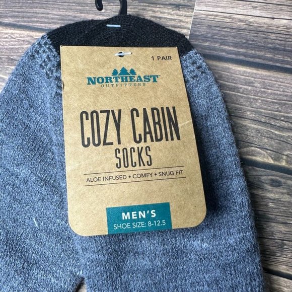 NWT Northeast Outfitters Mens Cozy Cabin Socks Crew Size Large (Black Grey) - Picture 6 of 8